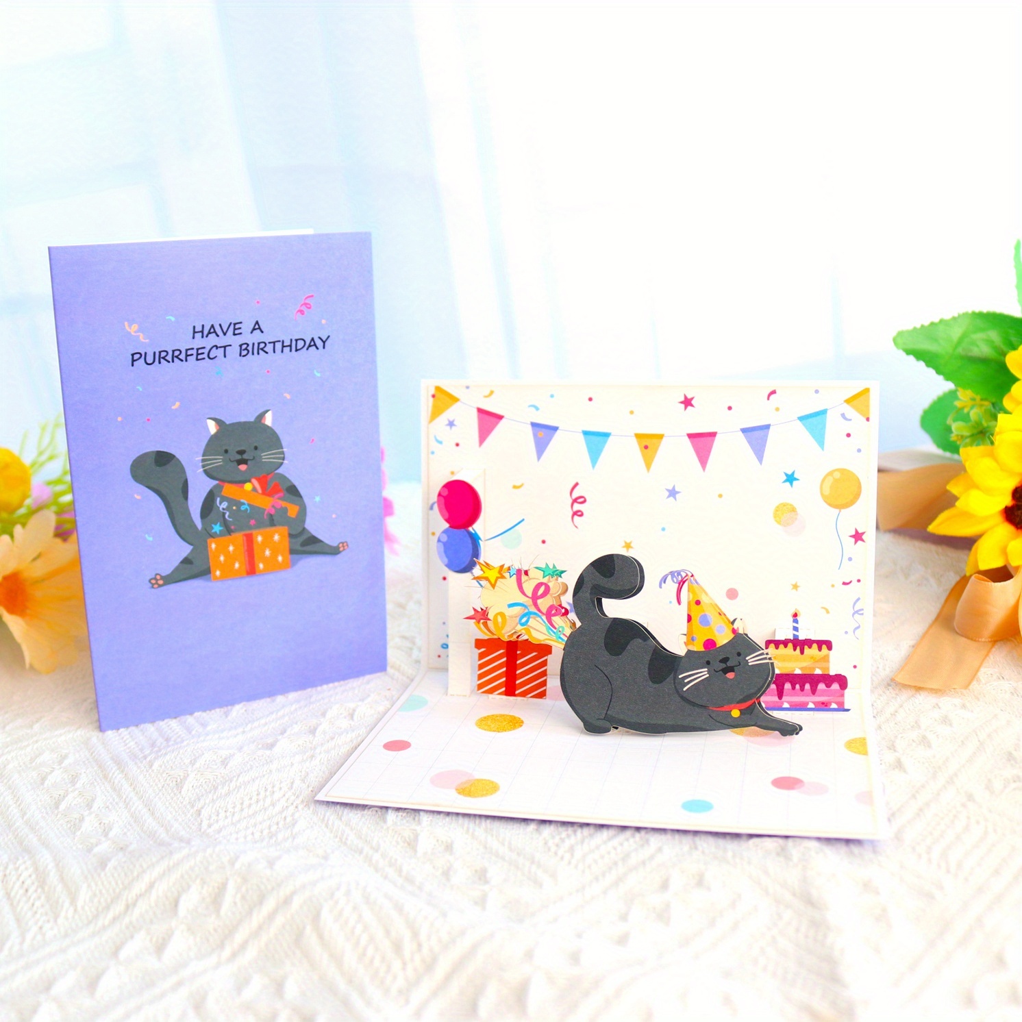 E-shop 1 Stück 1 Stück - Katzengeburtstagskarte für Katzenliebhaber - Ich, Niedliches Kätzchen-Design, Personalisierbare Grußkarte für Partys & ,