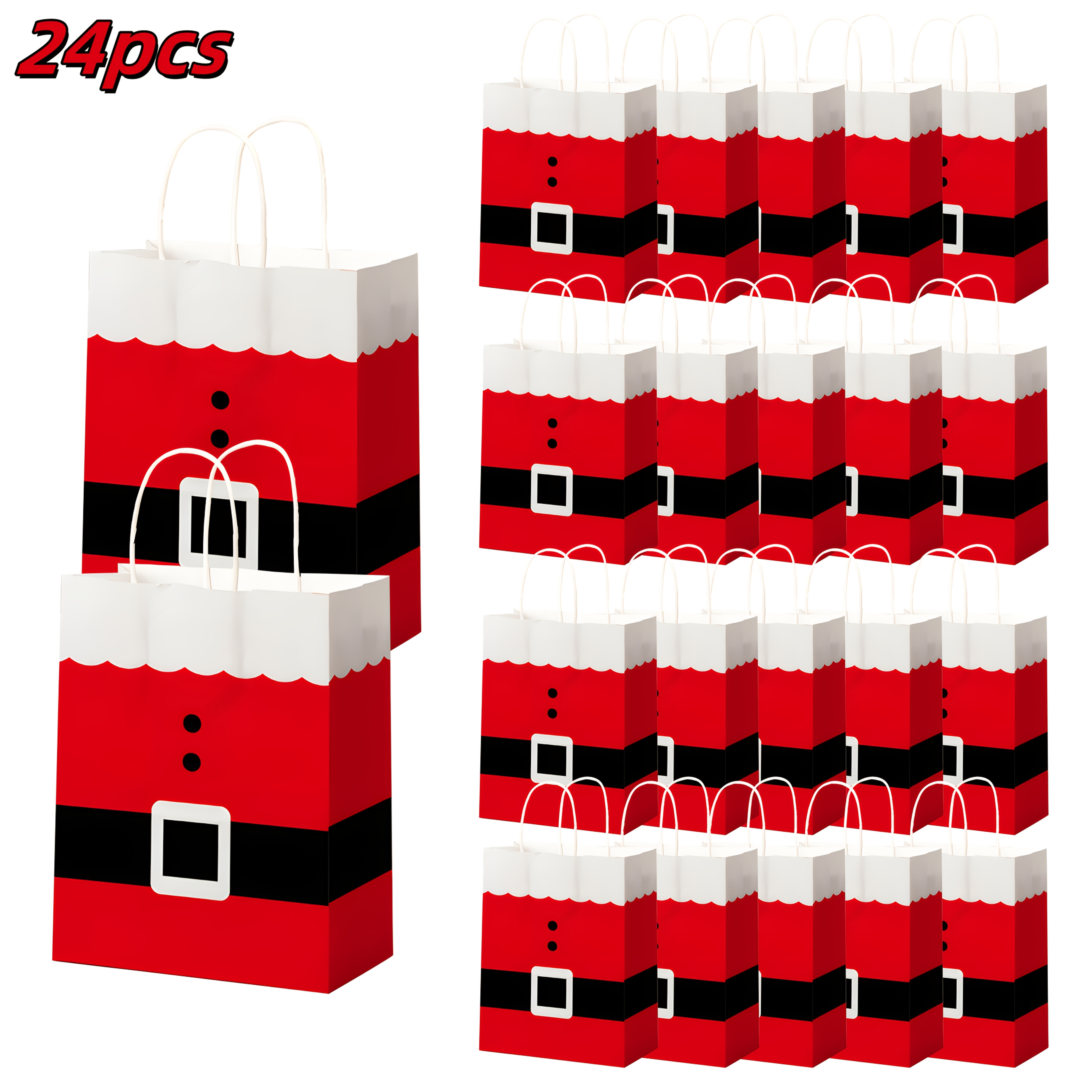 Image of Gift For Her/him Christmas Gift Bags 12pcs/24pcs | Santa Claus Tote Bags, Christmas Souvenir Packaging Bags, Cute Santa Paper Bags With Paper Handles, Christmas Tree Theme