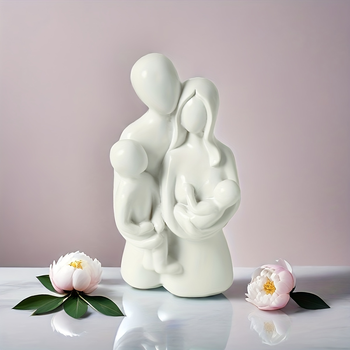 

1pc, Abstract Family Of 4 Figurine, Nordic Style Resin Statue, Luxury Home Decor, 14.5cm/5.7in Tall, Ideal For Living Room And Office Decoration