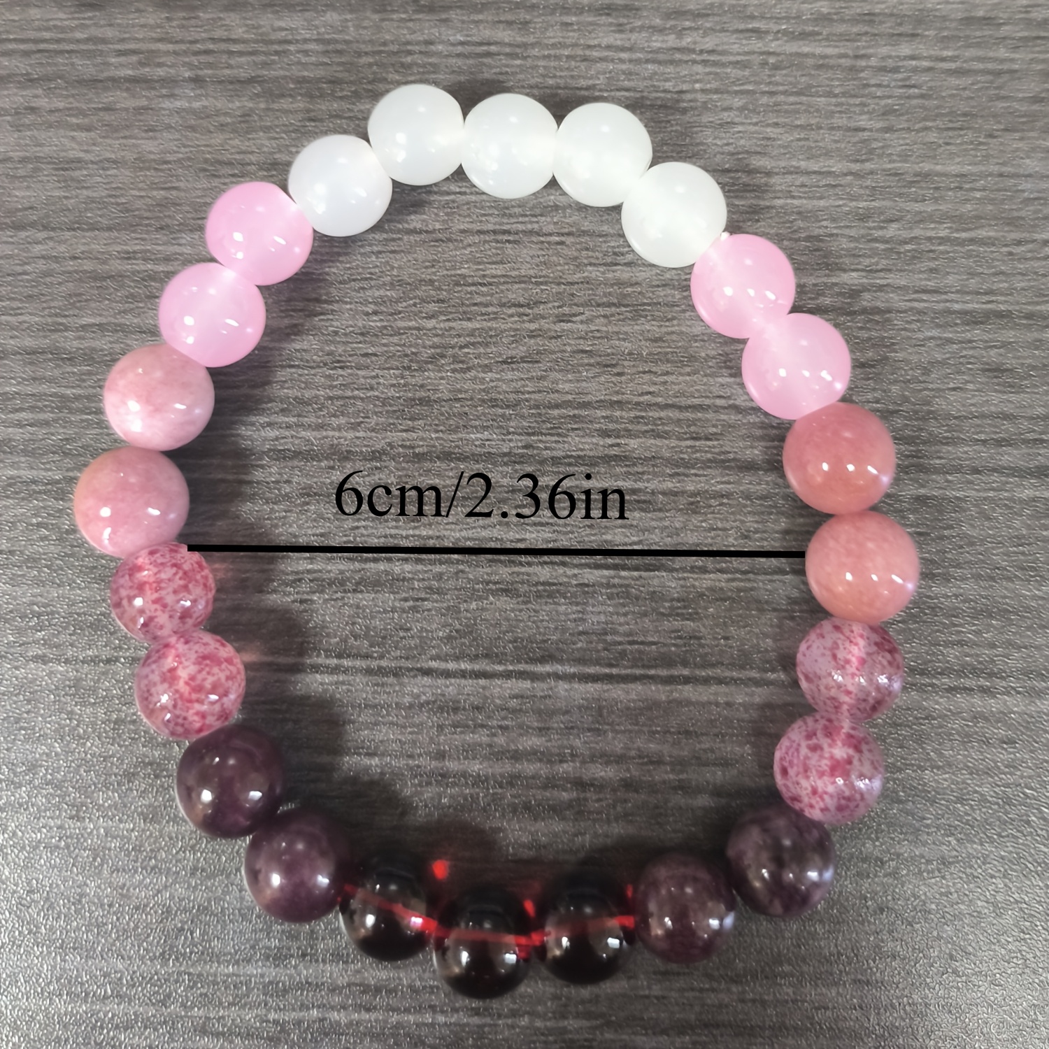 Mixed Pink Gradient Beaded Bracelet with Moonstone & Quartz