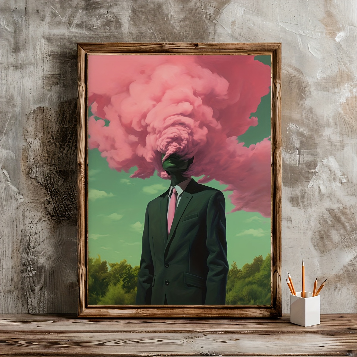 TEMU 1pc Frameless "head " Wall Art Poster - Modern Abstract Fantasy Canvas Painting Suitable For Living Room, Bedroom, Reusable Cloud-themed Decor,