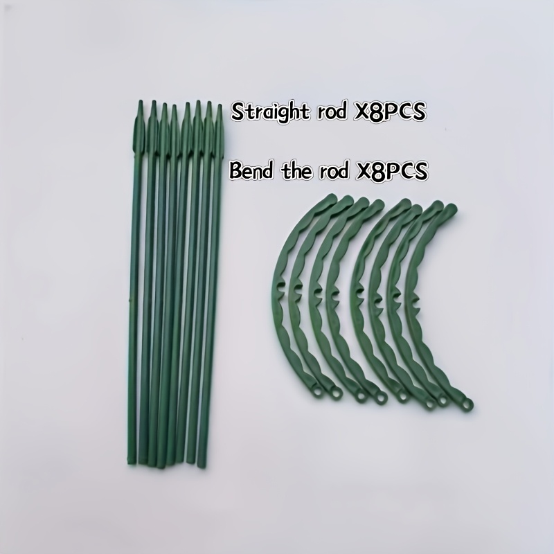 Image of 8 Set (8 Curved Rods + 8 Straight Rods), Suitable For Greenhouse Gardens, Semi-circular Fixing Rods For Indoor Flowers And Climbing Plants, Adjustable Flexible Bonsai Tool