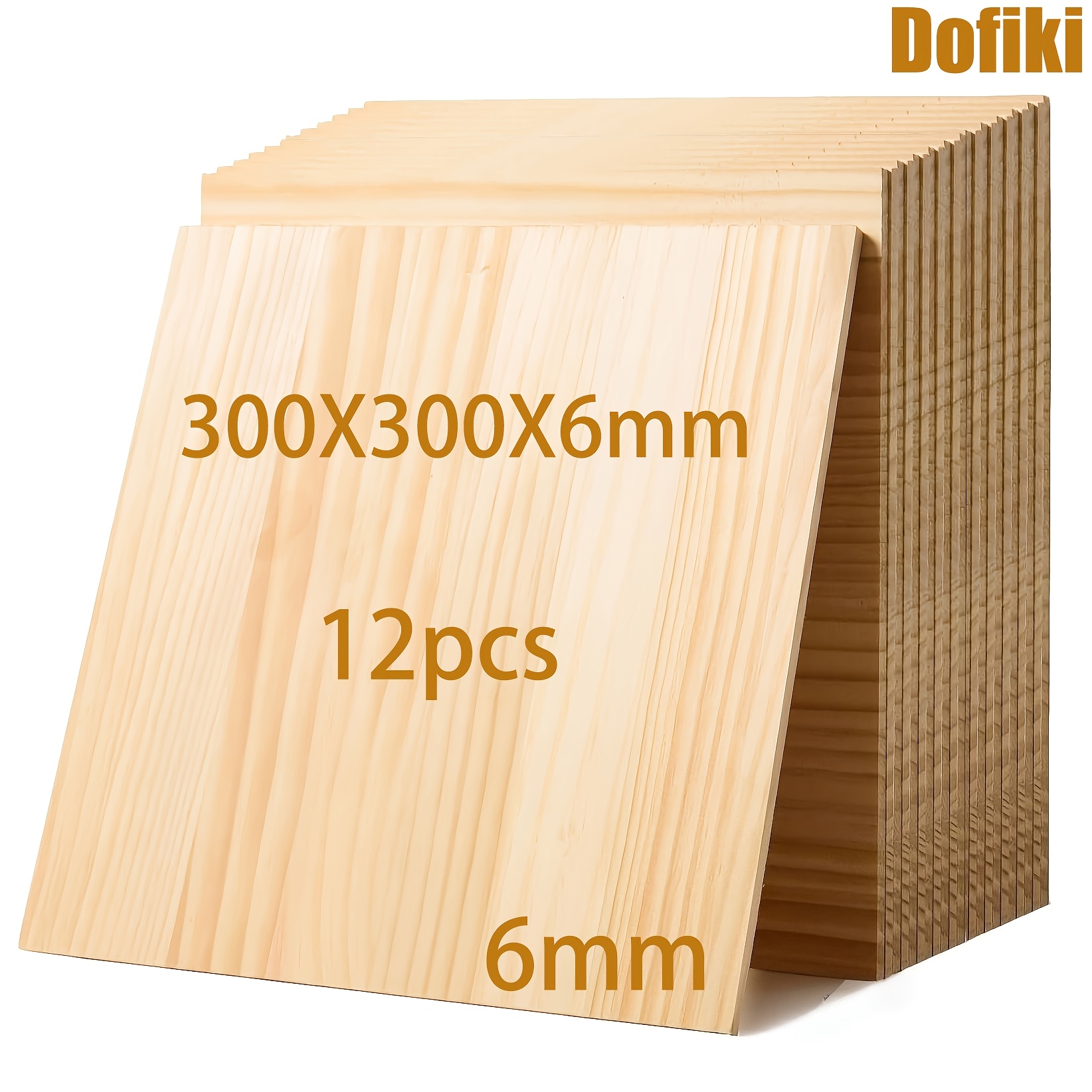 Image of Dofiki 12/24/48pcs Pine Solid Wood Board (300x300x6mm) Blank Pine Board For Wood Carving, Coasters, Painting And Burning