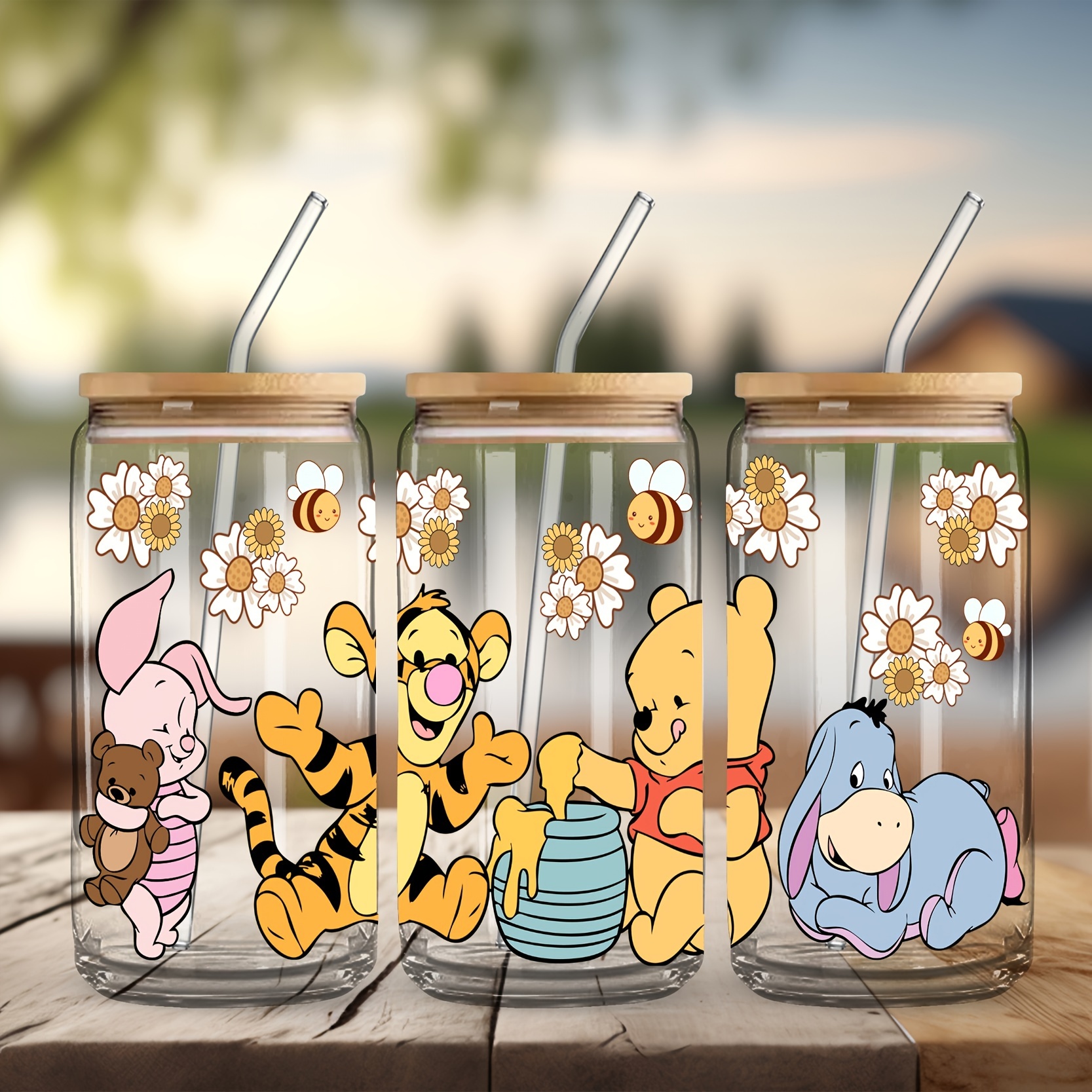 

Ume 16oz Disney And Tigger Printed Clear Glass Tumbler With Straw, Insulated Multipurpose Drinkware For Coffee, , Milk, Juice - Hand Wash Only, Reusable Glass Cup