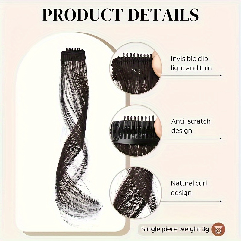 2pcs side   bangs clip in wig set with long sideburns 12 inch synthetic hair extensions for women   wave   music festivals christmas parties everyday use festive hairpiece sleek hairpiece   hairpiece details 0