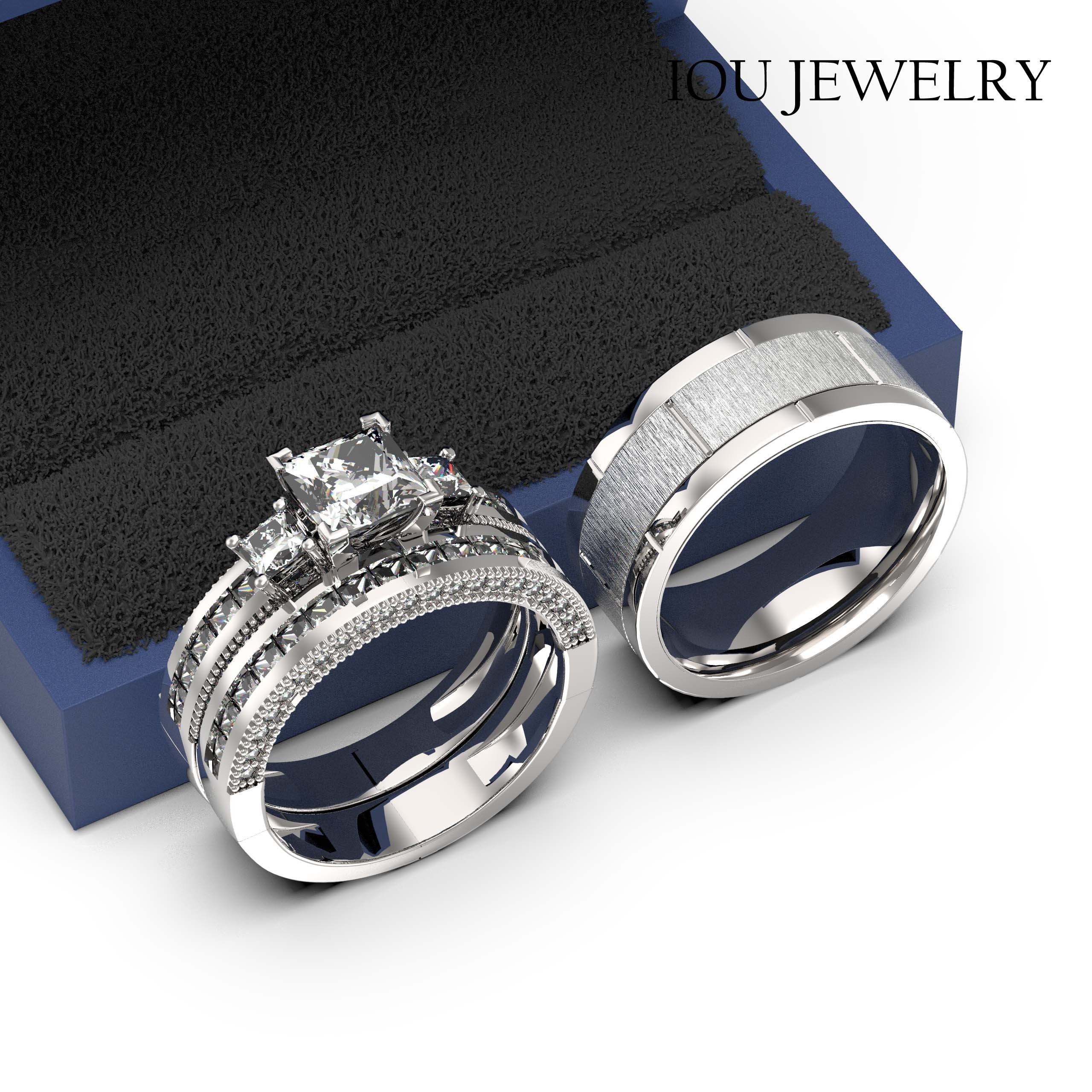 wedding ring sets promise ring couples bridal sets women 925 - Temu