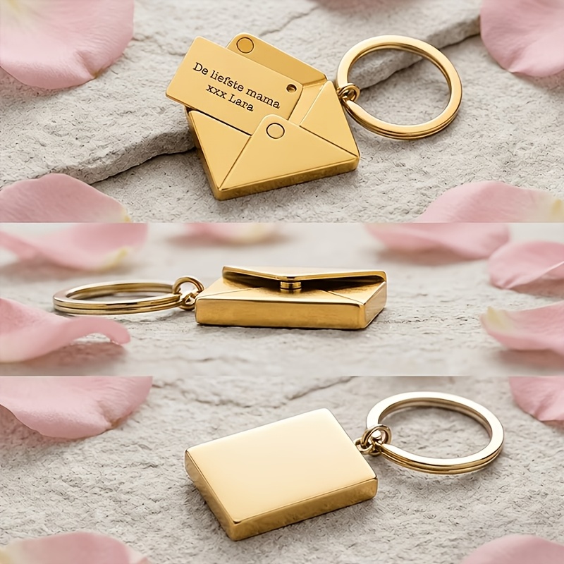 TEMU Custom Envelope Keychain (contains ), Personalized Stainless Keychain, Unique Birthday Gift, Suitable For Boyfriend, Girlfriend, Family,