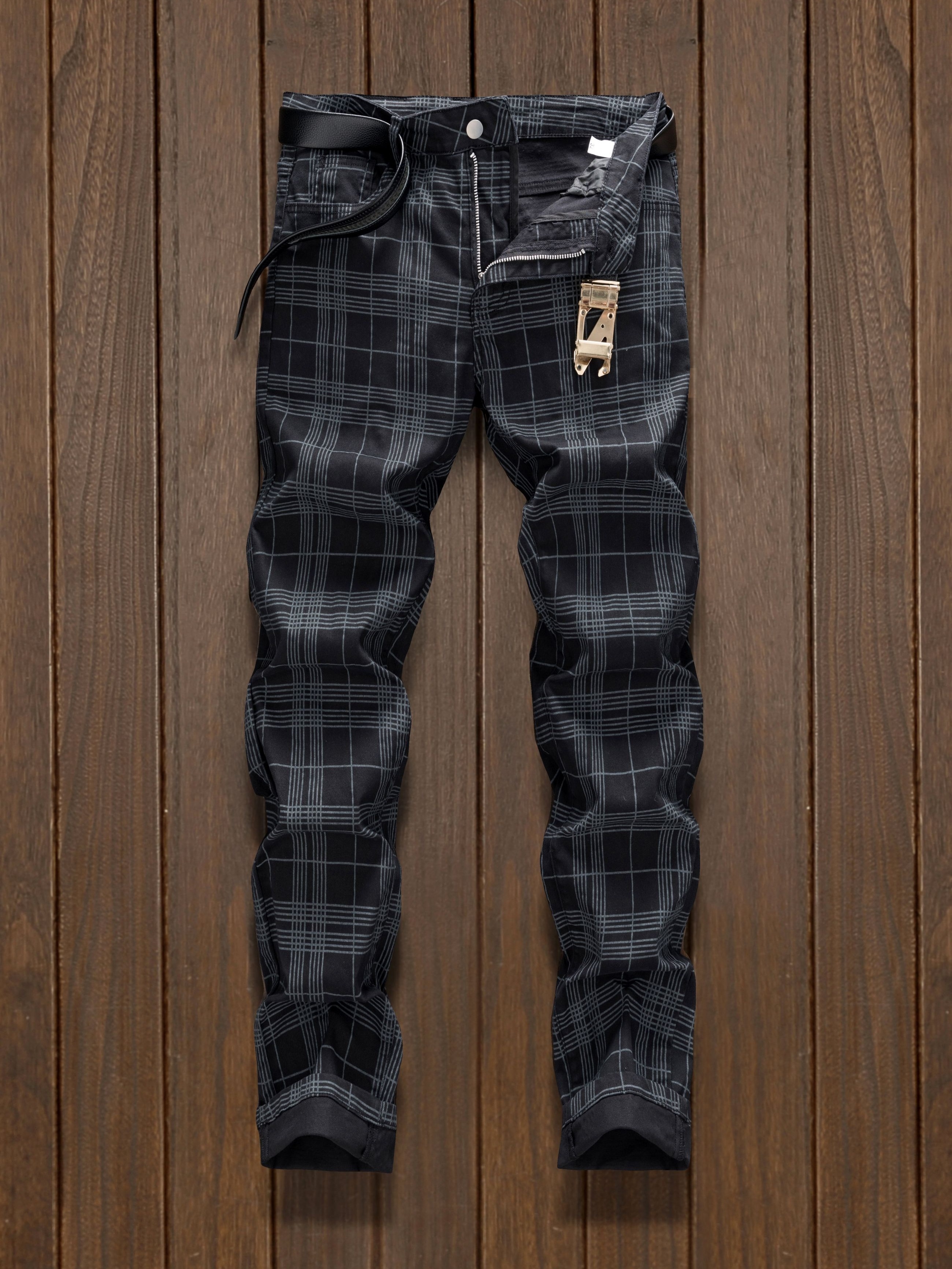 mens   fit plaid dress pants stretch cotton blend machine washable versatile business   0
