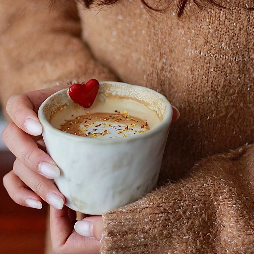 3d heart ceramic tea cup 350ml handmade irregular shape mug with glazed   for couples valentines day weddings holiday gifts tea mug romantic gift item durable handle 0