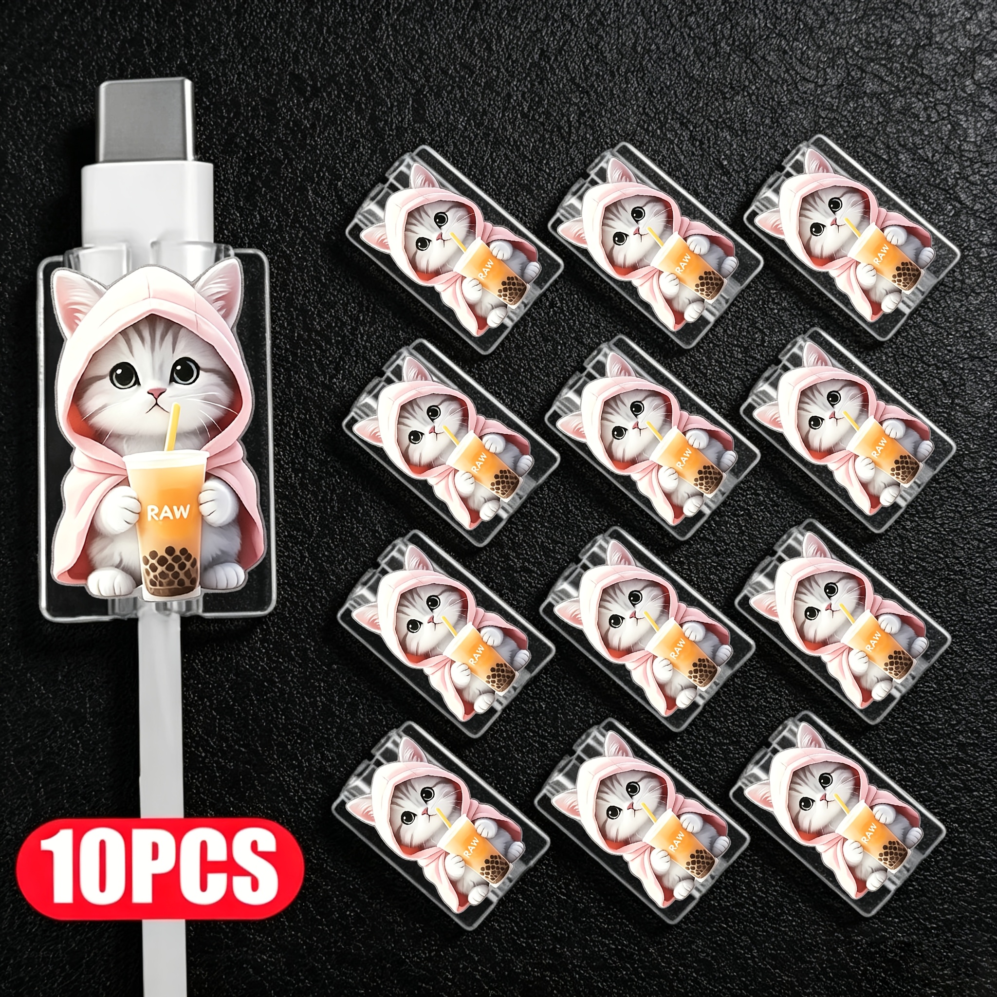TEMU Lot de 10 protège-câbles de chat, compatibles avec les câbles Micro USB, les câbles de souris, etc., pour une utilisation à , et