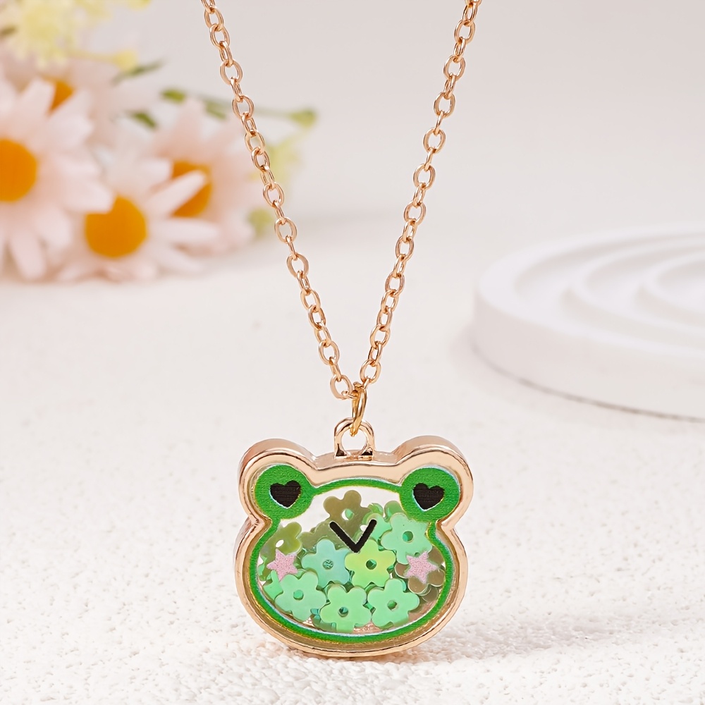 Girls' Cat Frog Bear Pink Filled Pendant Necklace