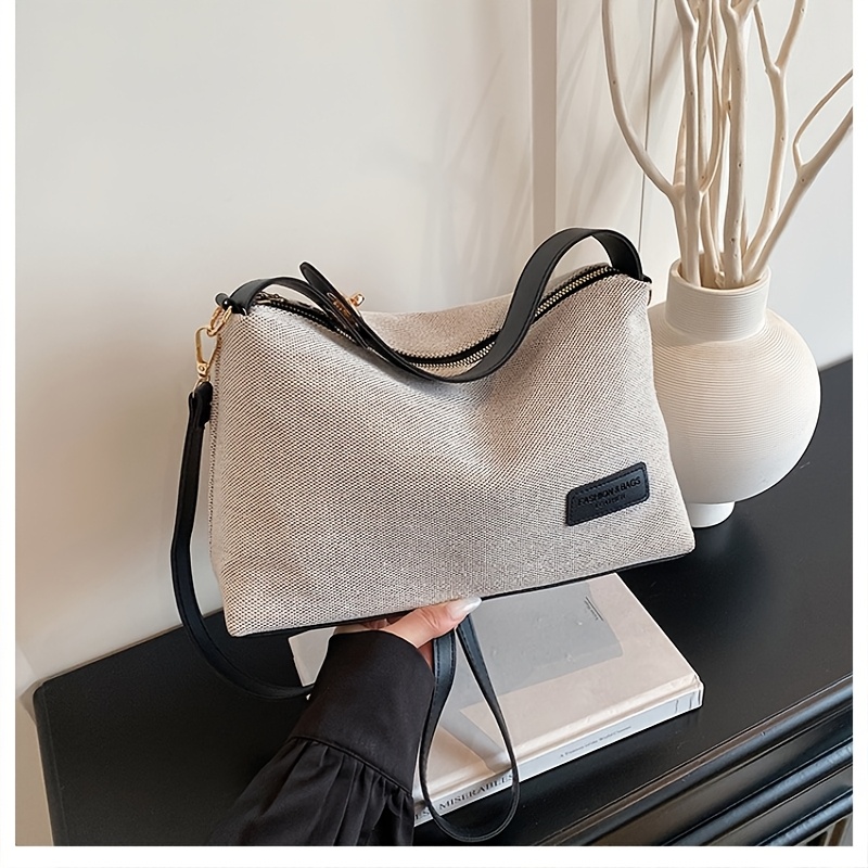 TEMU Bobuluo Women' Large Capacity Knitted Crossbody Tote Bag With Adjustable Strap & Armpit Design - Retro Handbag Suitable For Commuting,,, Zipper