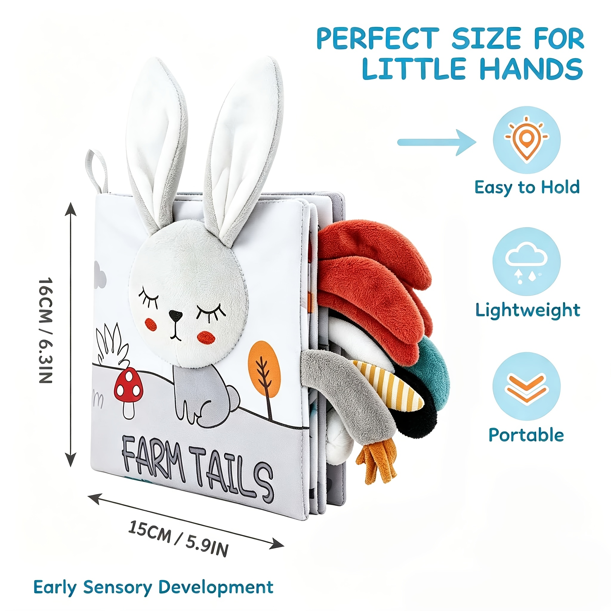3D Tactile High Contrast Baby Book, Rabbit Cloth Book