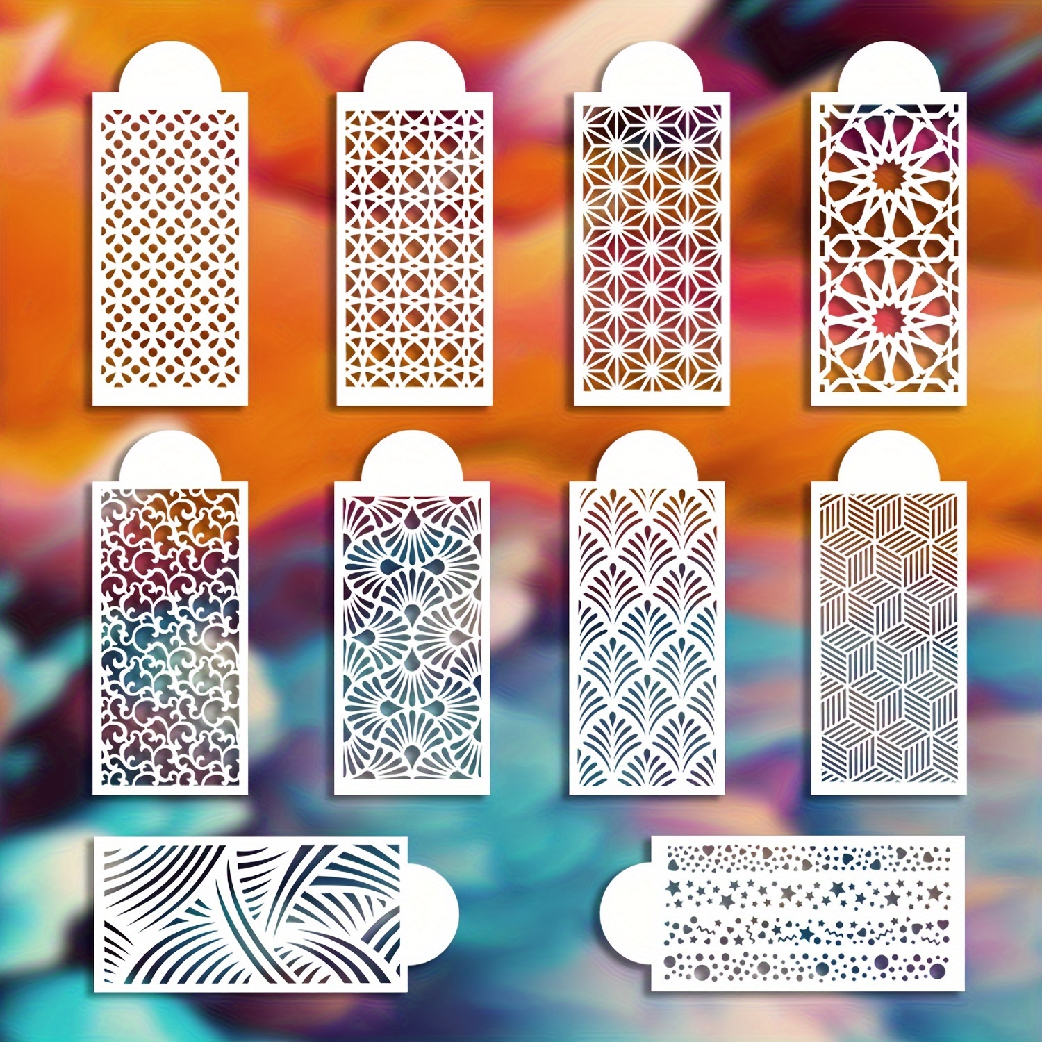 

10pcs Cake Series Pattern Stencils - Reusable & Washable Pet Templates For Diy Wall Decor, Scrapbooking, Watercolor, & Graffiti Painting