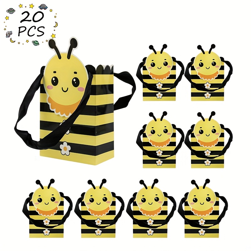 E-shop Geschenkset für Sie/Ihn, 20 kleine Geschenktüten mit Honigbienen, für Party-Geschenkboxen, für Gastgeschenke und Dekorationen für