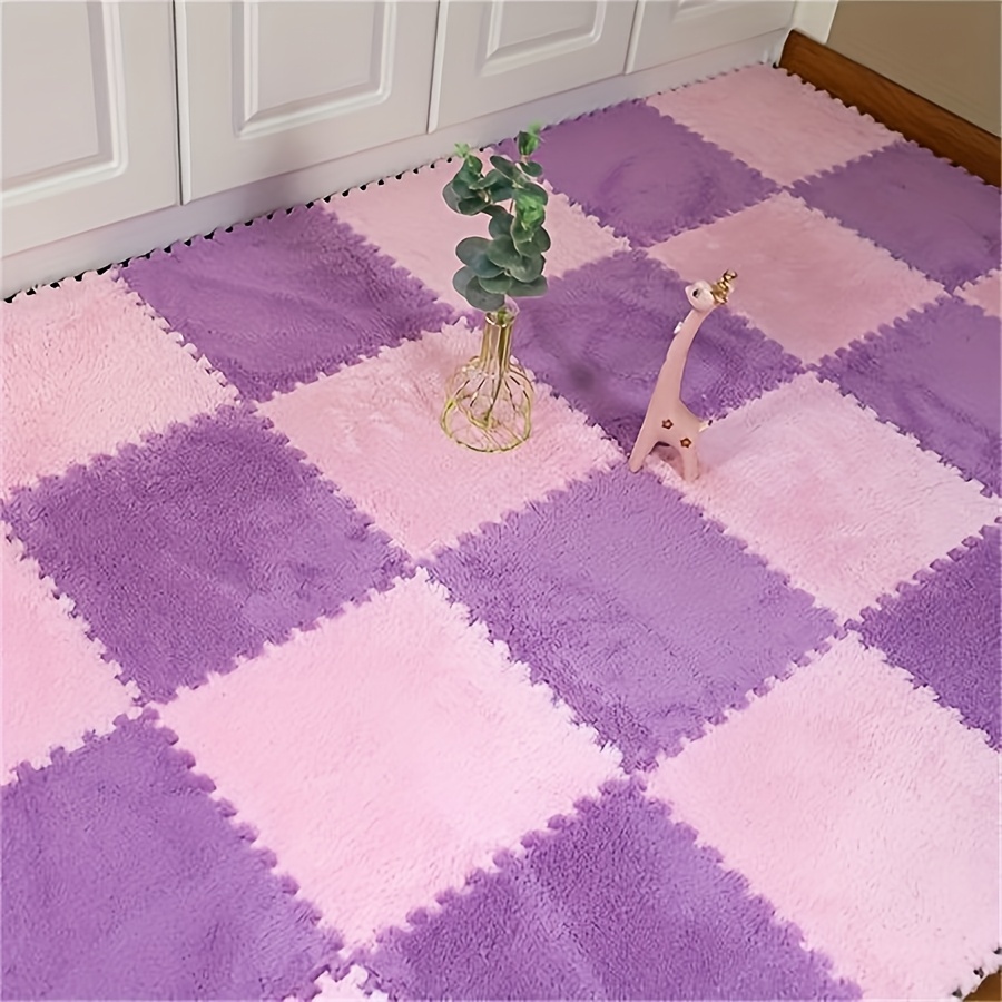 30pcs Bedroom Plush Area Rug, Bedside Square Mat, Thickened Floor Play Mat For Crawling, Household Use, 11.8*11.8 Inches