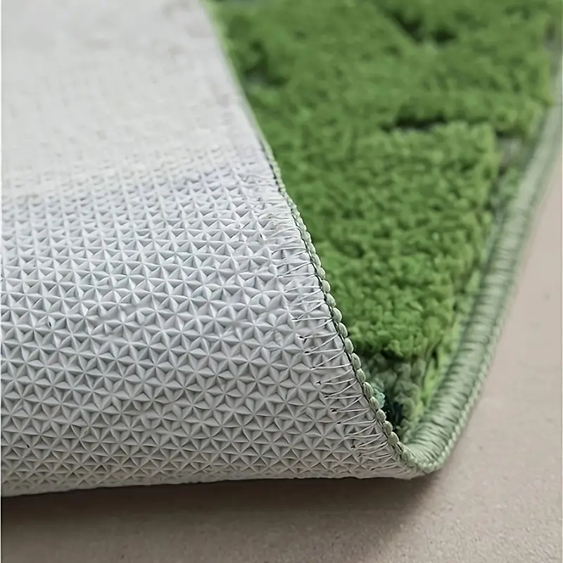 ultra soft plush moss shaped bath mat with non slip tpr backing super absorbent polyester machine washable rectangular rug for bathroom decor Product details 5