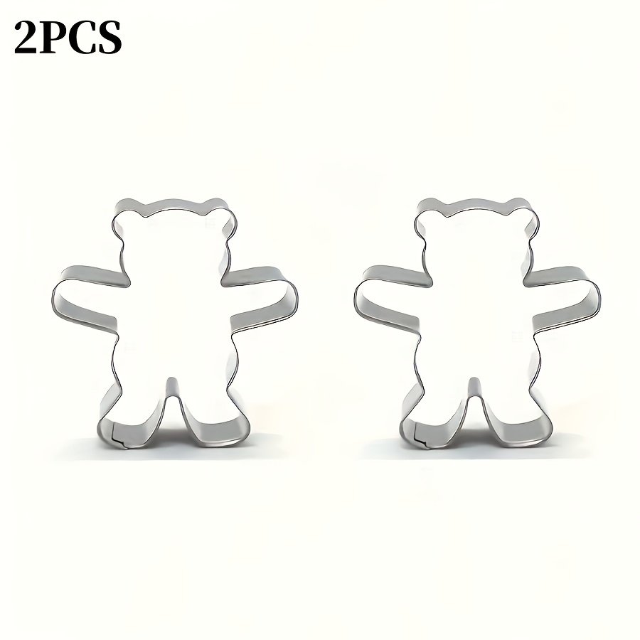 2pcs/1 Set Cartoon Three-dimensional Stainless Steel Cute Bear-shaped Cookie Mold - Lengthened Version Perfect For Baking, Cutting Fruits And Biscuit Vegetables