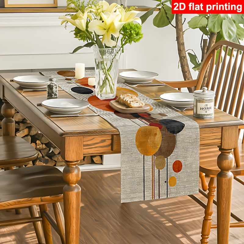 TEMU 1pc, Orange-brown Polka Dot Superimposed Print Pattern Table Runner, Autumn Table Runner, Modern Minimalist Style, Printed Polyester Table