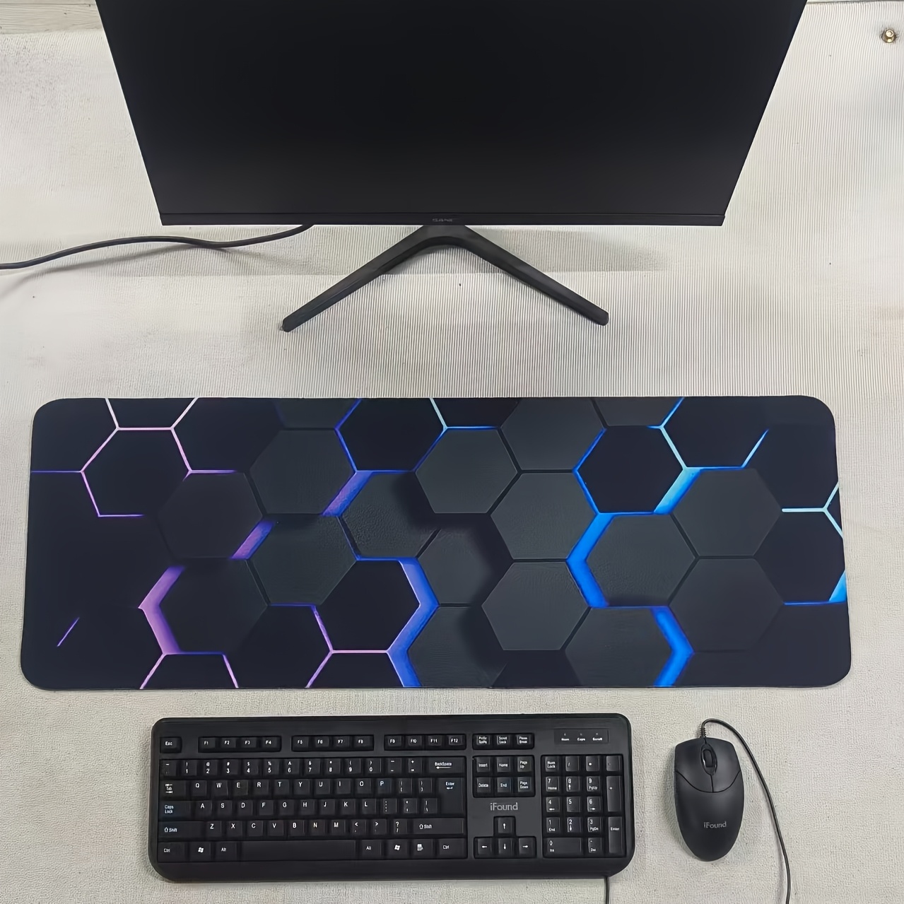 TEMU Alfombrilla de ratón gaming grande, hexagonal azul , con base de goma antideslizante, alfombrilla de ratón de regalo, múltiples tamaños