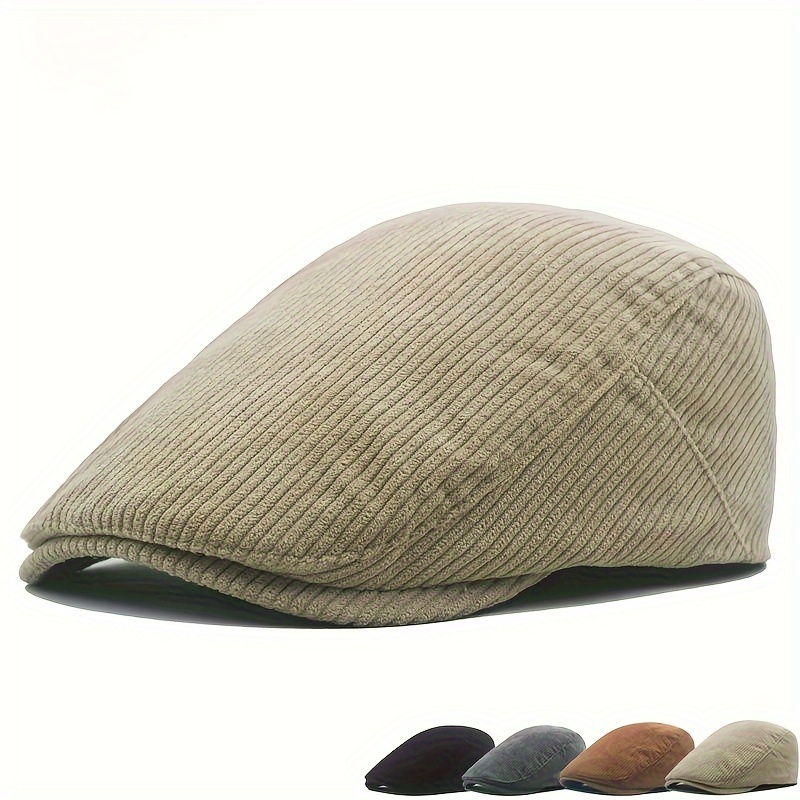 

Vintage Men's Corduroy Beret - Vintage British Style, Adjustable Newsboy Cap For Casual Fashion