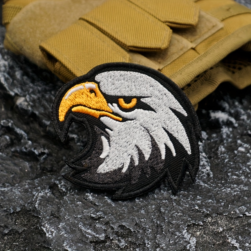 

1pc Eagle Embroidered Iron-on Patch Badge For Jackets & Backpacks - Gray, With Yellow & , And