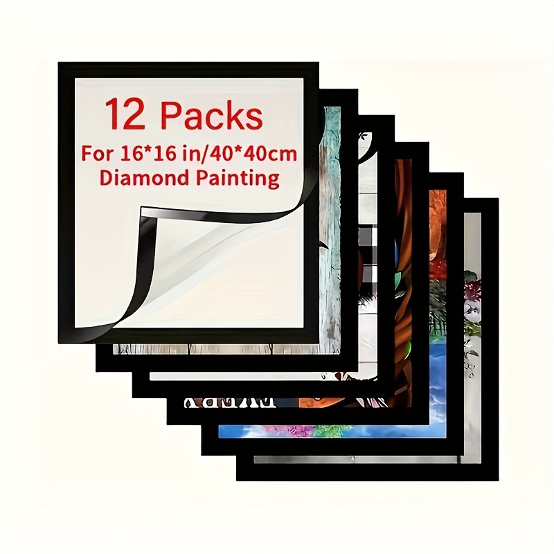 

12pcs Magnetic Diamond Painting Frame, 40*40cm/15.7x15.7in Diamond Painting Canvas Frame, Self-adhesive Soft Diamond Art Frame For Wall And Window Decoration, Internal Dimensions 13.7x13.7in