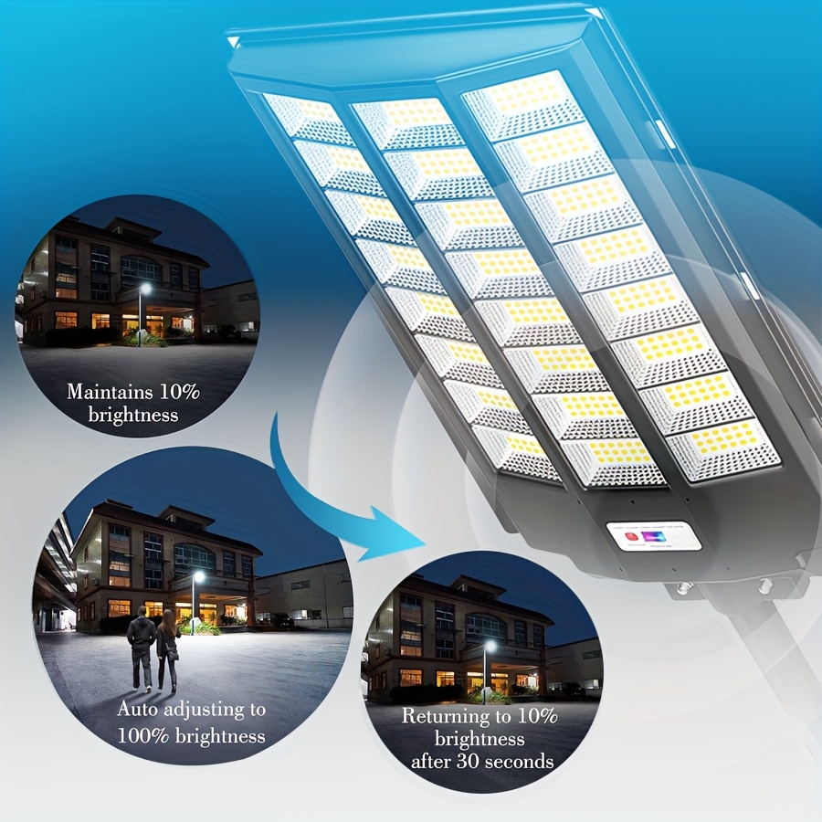 Solar Lights Ultra-Bright with Battery Indicator 72H Long Lasting Outdoor Lamp Solar Street Light with Motion Sensor, 6500K Dusk to Dawn Security Flood Lights, Commercial Outdoor Lighting for Parking Lot, Yard, Driveway, Farm 1SET
