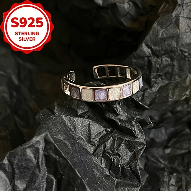 S925 Silver Adjustable Square Zirconia Ring — Valentine's Gift