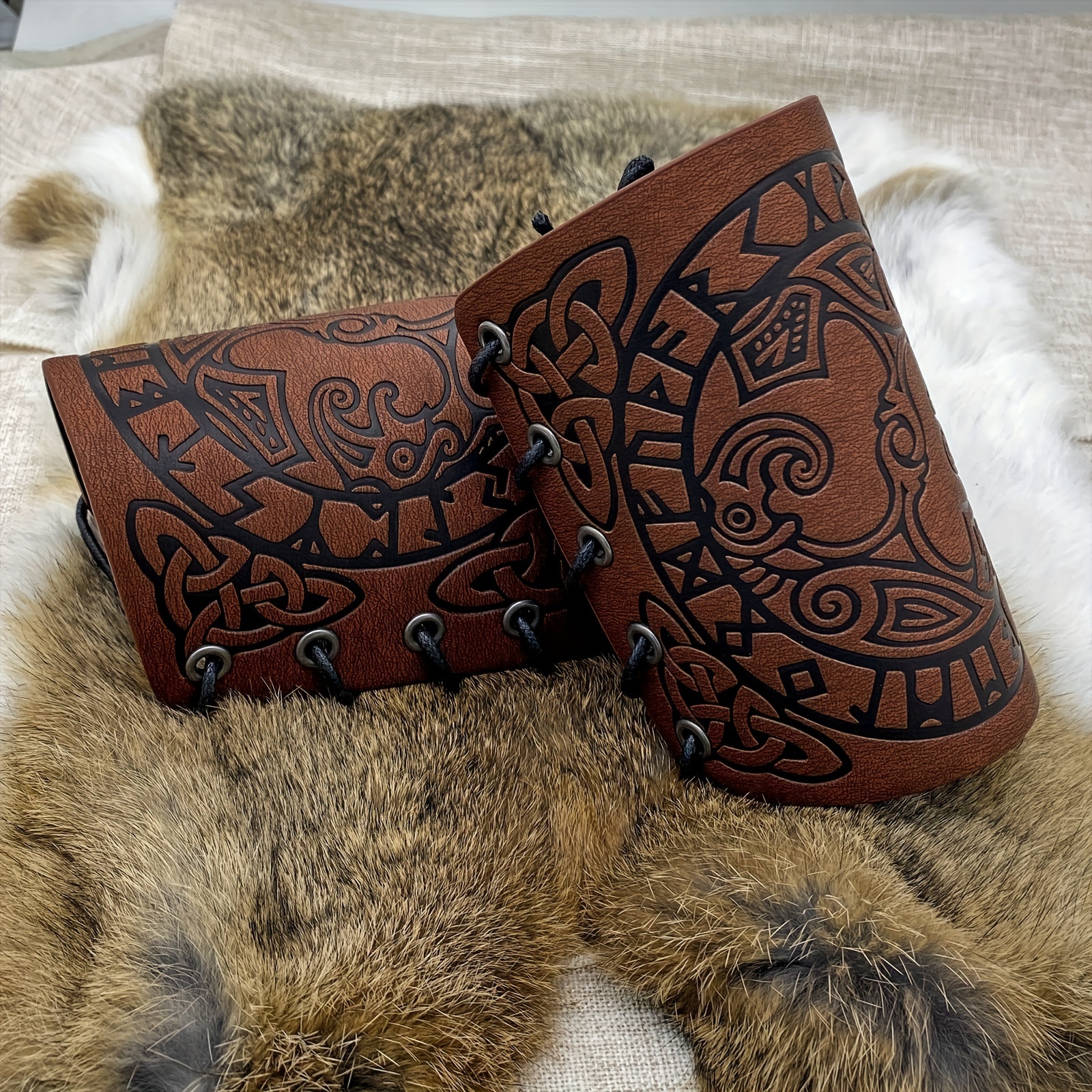 Pu Leather Wristband Viking Leather Medieval Armor Bracers Leather Armband Wrist Guards Cosplay