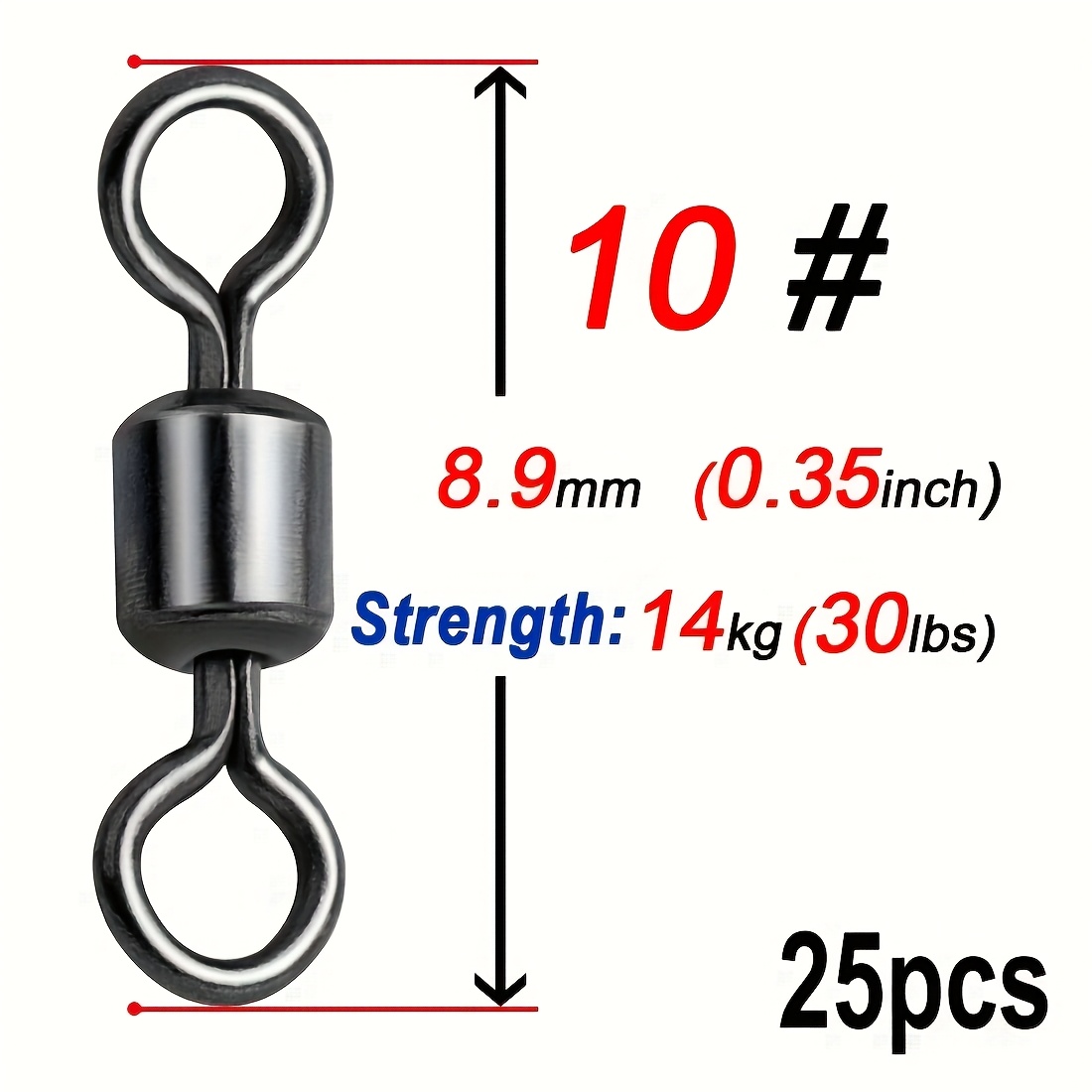 Image of 25pcs Stainless Steel Fishing Bearing Rolling Swivel Bearing Swivel Solid Ring Lb Lures Fishing Connector Carp Fishing Tackle