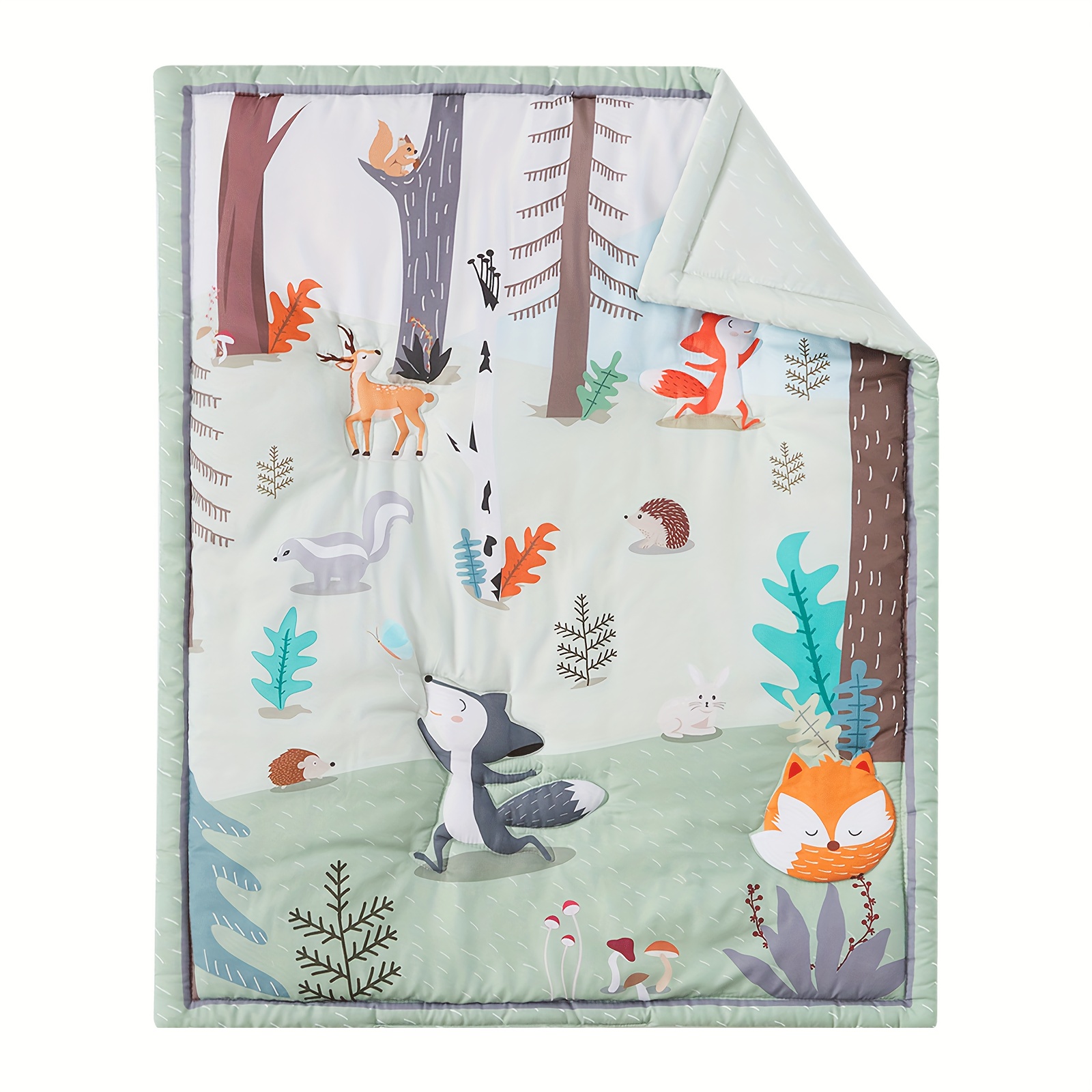 1pc Quilt, Woodland Animals Print, , Breathable, And Skin-friendly, Quilt For Boys And Girls, 31.5inch*41.3inch, 's Day