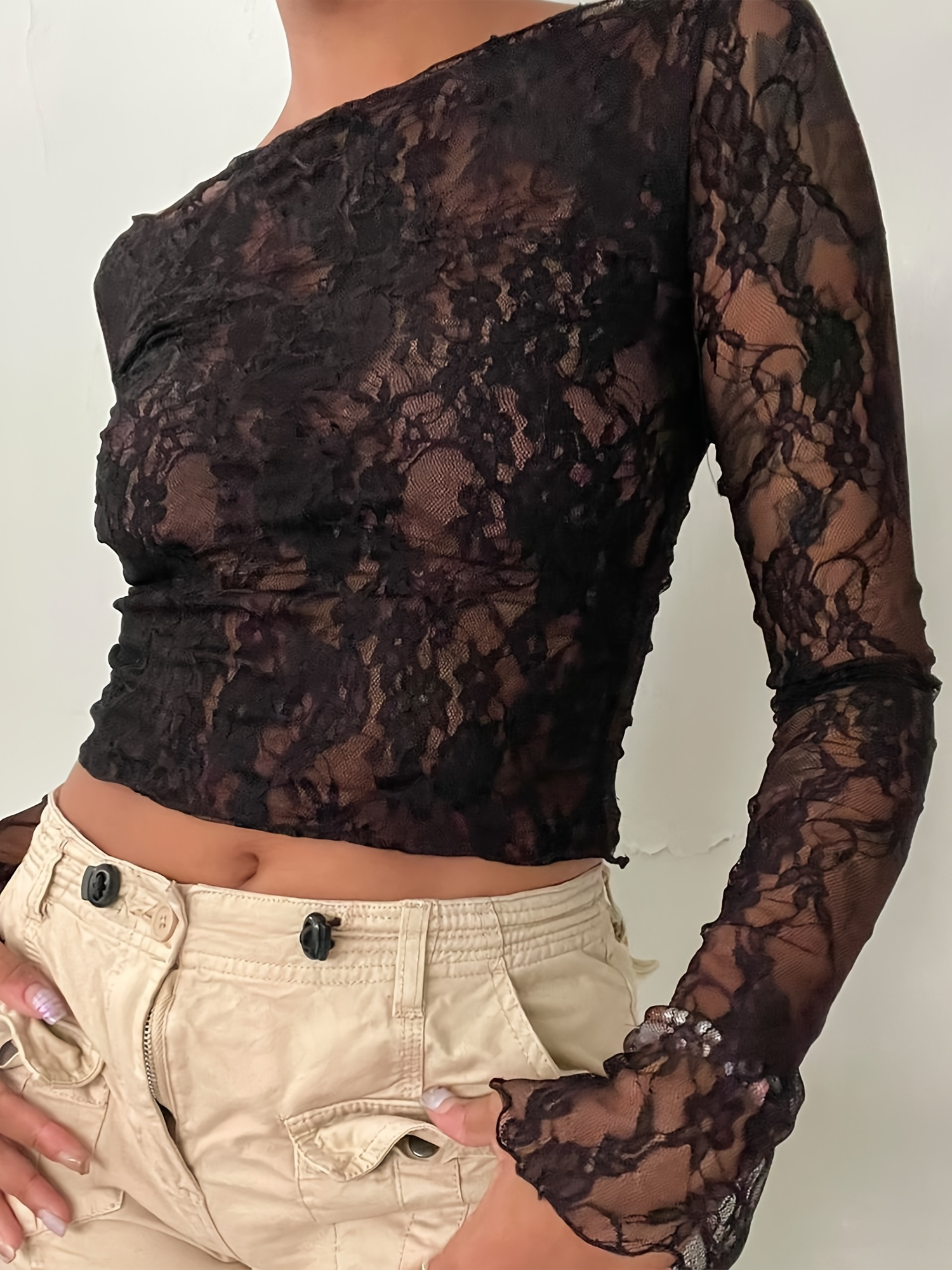 [ KIRSH ]★COLLECTION LACE OFF SHOULDER T-SHIRT Y2K Angel Print Off-Shoulder Long Sleeve T-Shirt Sexy