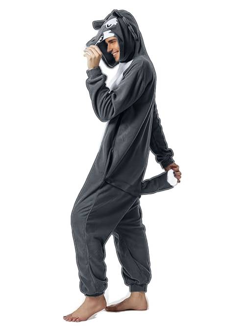 1pc cartoon gray wolf piece unisex long sleeve wear party and holiday dress up outfit