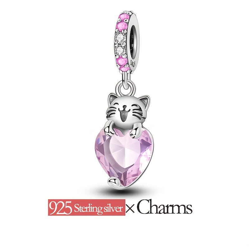 

Unique Design 925 Low Allergy Zirconia Cat Pendant Necklace For , Suitable As A Jewelry For Original Brand Bracelet, 2.2 Grams