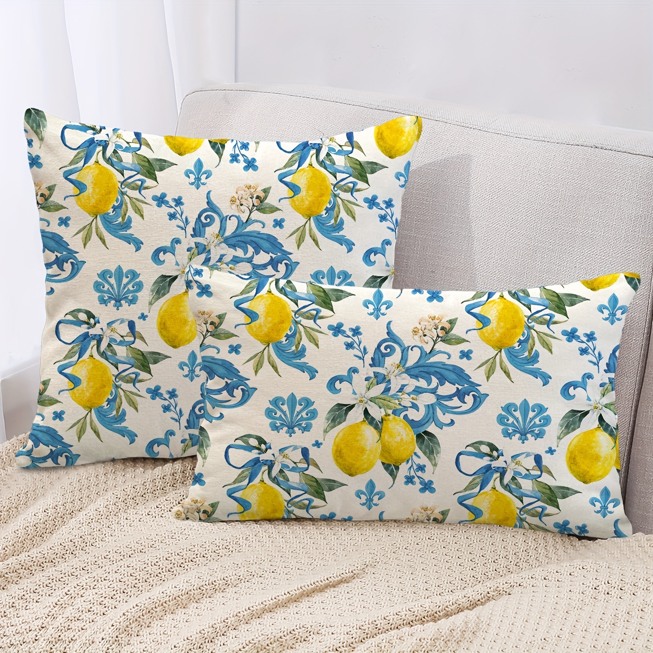 

1pc, Lemon Pillow Cover, Baroque Lemons Throw Pillow, Yellow Lemonsn Print Pillow Case Decorative Pillow Decor Sofa Car Bedroom Pillow Case, Without Pillow Insert