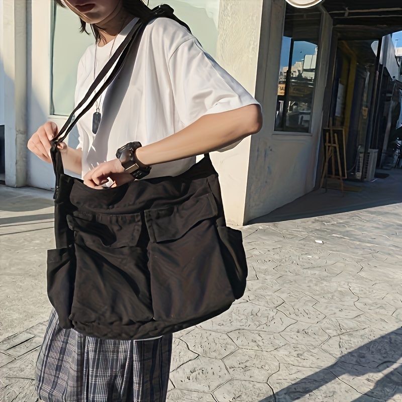 

Vintage Canvas Messenger Bag, Casual Travel Crossbody Bag, Multi Pocket Shoulder Bag