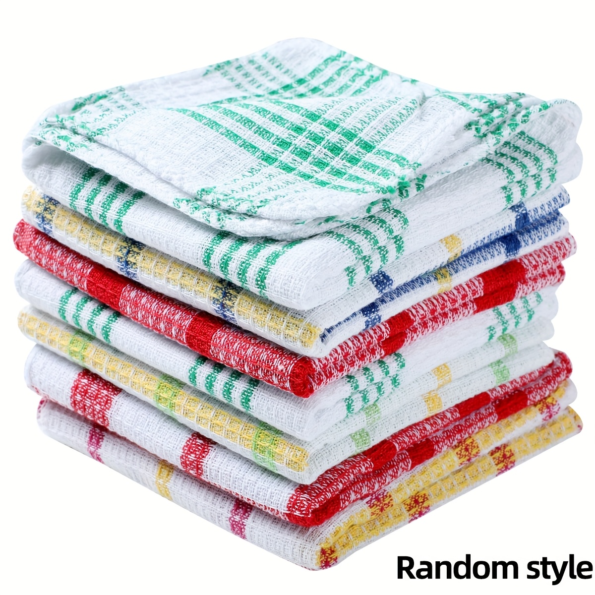 

12-pack Kitchen Towels - Double-sided Non-shedding Dish Cloths For Cleaning, Mixed Color Absorbent Dishwashing Cloth Set