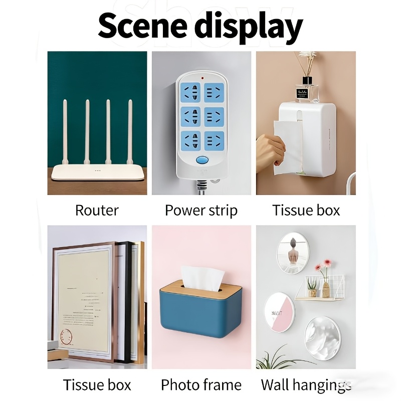 14pcs set no drilling self   strong sticky hook transparent invisible nail   mount fastener tape for photo frame power strip router organizer home office storage utility hooks Product details 2