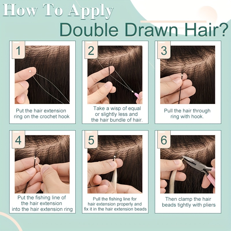 elastic linkdouble drawn human hair extensions     beads   hair extensions 50g pack 100 human hair details 8