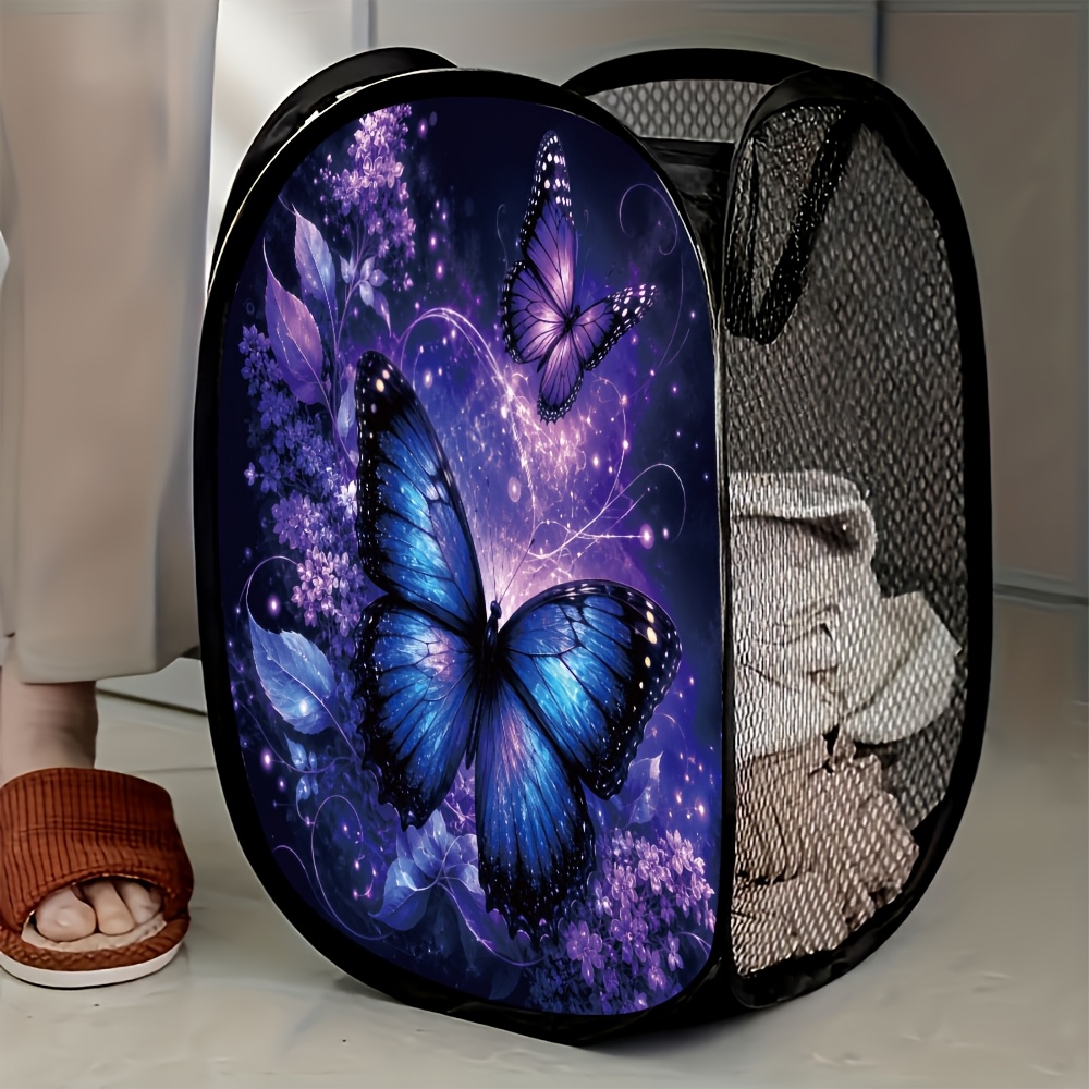 TEMU 1pc Elegant Purple Mesh Pop-up Laundry Hamper For Easy Organization And Space-saving Storage