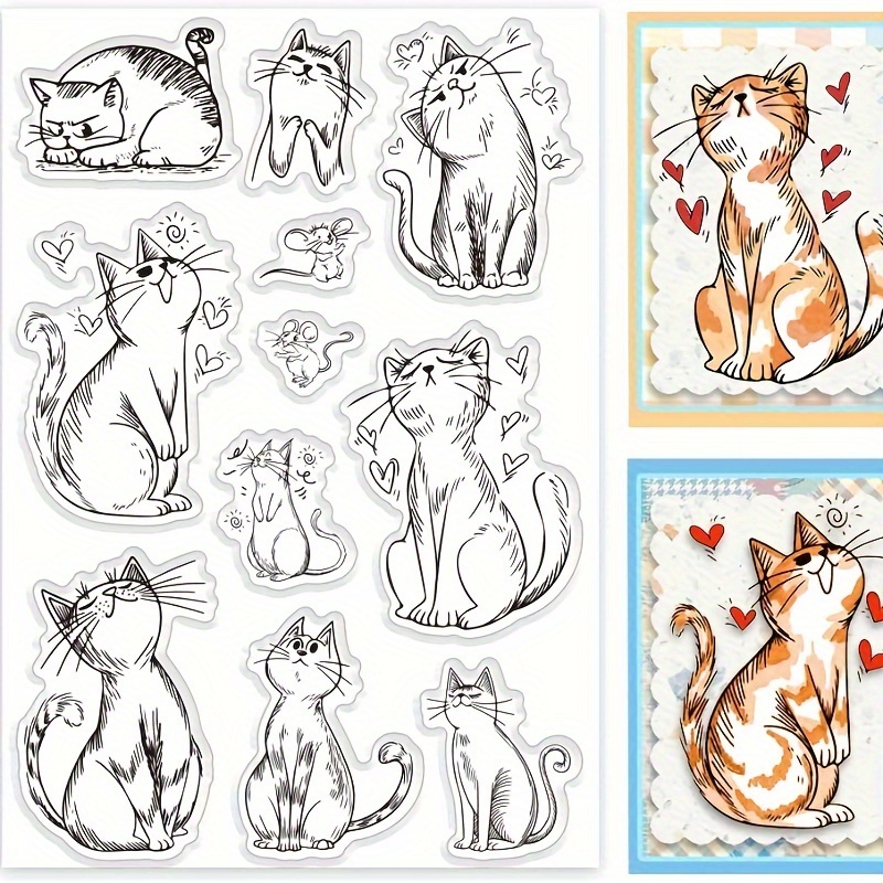 

Cat Clear Silicone Stamp For Diy Scrapbooking, Card Making & Crafts - Transparent Rubber Seal With Design, Silicone Stamps For Card Making