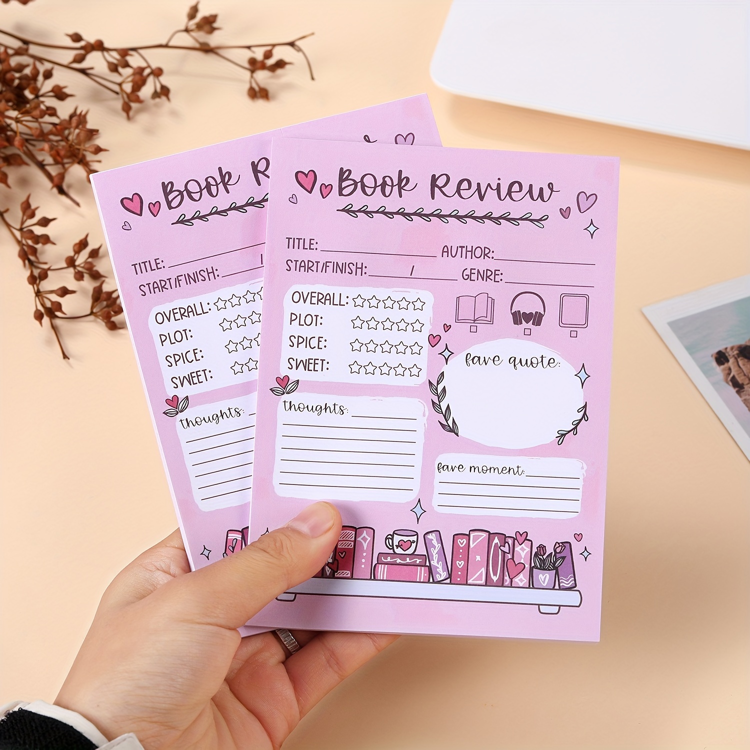 

2-pack Oblong Book Review Notepads For - 40 Sheets , Quality Paper, Ideal For & Personal Use