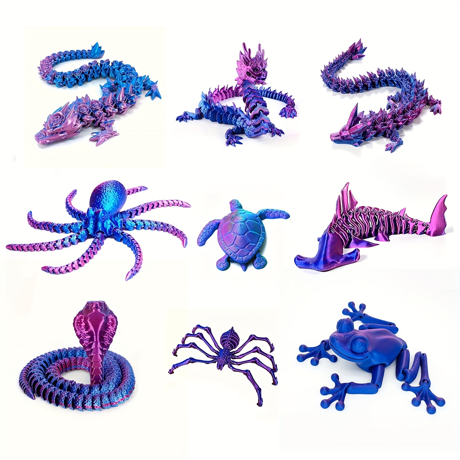 

9pcs 3d Printed Statues: //chinese /spider/ Rex//// - Unique Desktop Decorations, Suitable For Decoration, Is The For Halloween, Christmas And ( Purple)