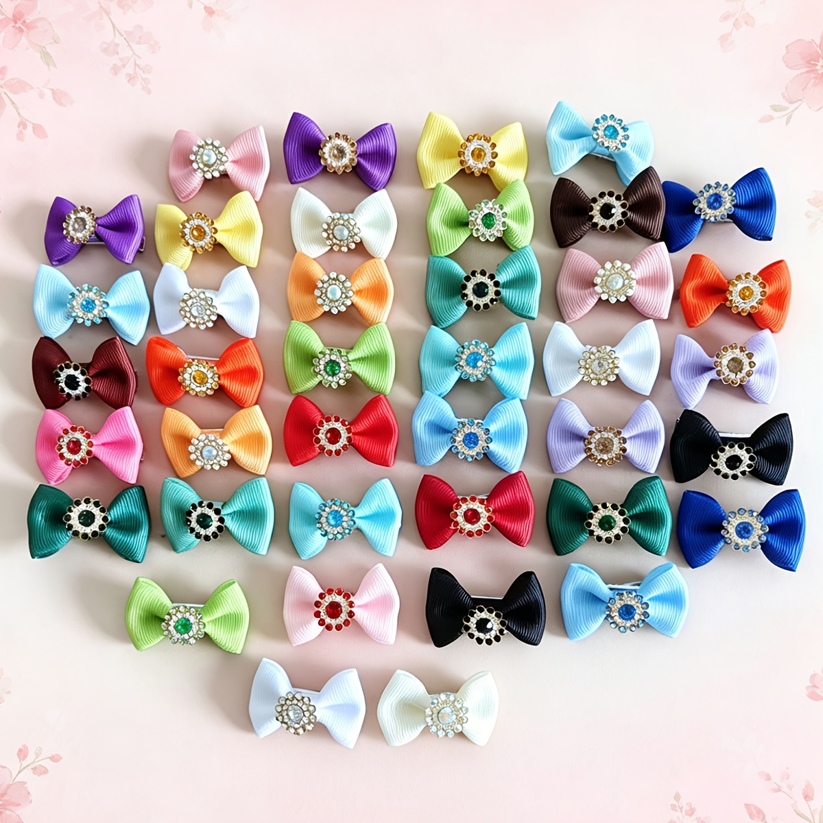 TEMU 17pcs Colorful Diamond Pet Hair Clips Pet Headwear Random Colors