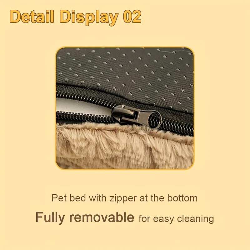 1pc ultra soft short plush pet bed mat for small to medium dogs cats beige removable washable with high   wave sponge filling cozy     resting pad small dog bed details 5