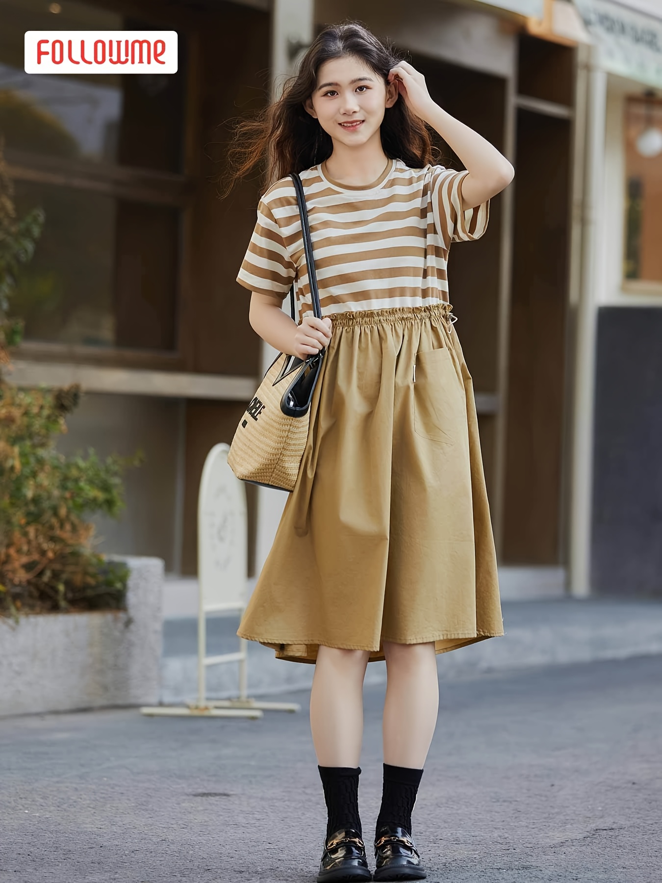 white christmas dresses Comfy Black Striped T-shirt Dress