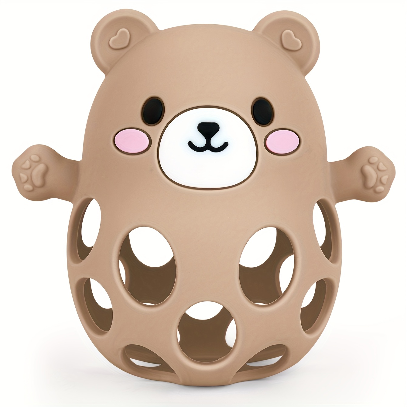 Image of Baby Bear Ball Toy, Hollow Design For Infant Motor , Microwave Dishwasher Safe | Shower Gift For Christmas, Halloween, Thanksgiving, Newborn Holidays
