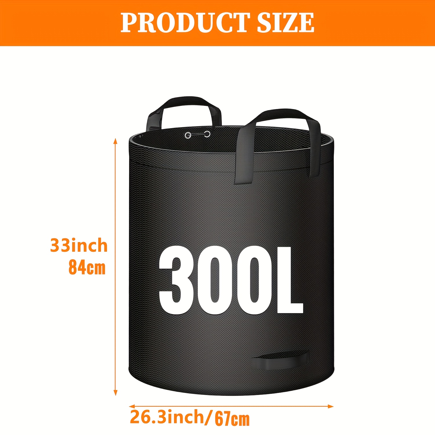 TEMU () Bolsa de basura de jardín reutilizable de 300 litros, bolsa para hojas, para cargar basura de hojas, bolsa de basura de patio, bolsa para