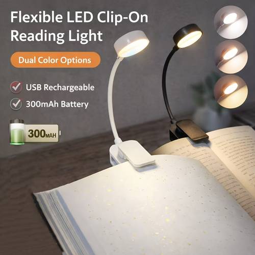 this compact led reading light features three adjustable color temperatures and brightness levels making it ideal for bedside reading usb rechargeable with a 300mah battery ensuring portability